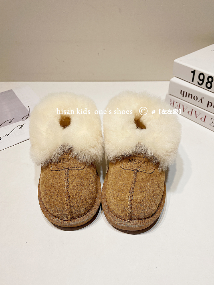 真皮儿童雪地靴韩版新款冬季北方女童时尚皮毛一体加绒加厚大棉鞋