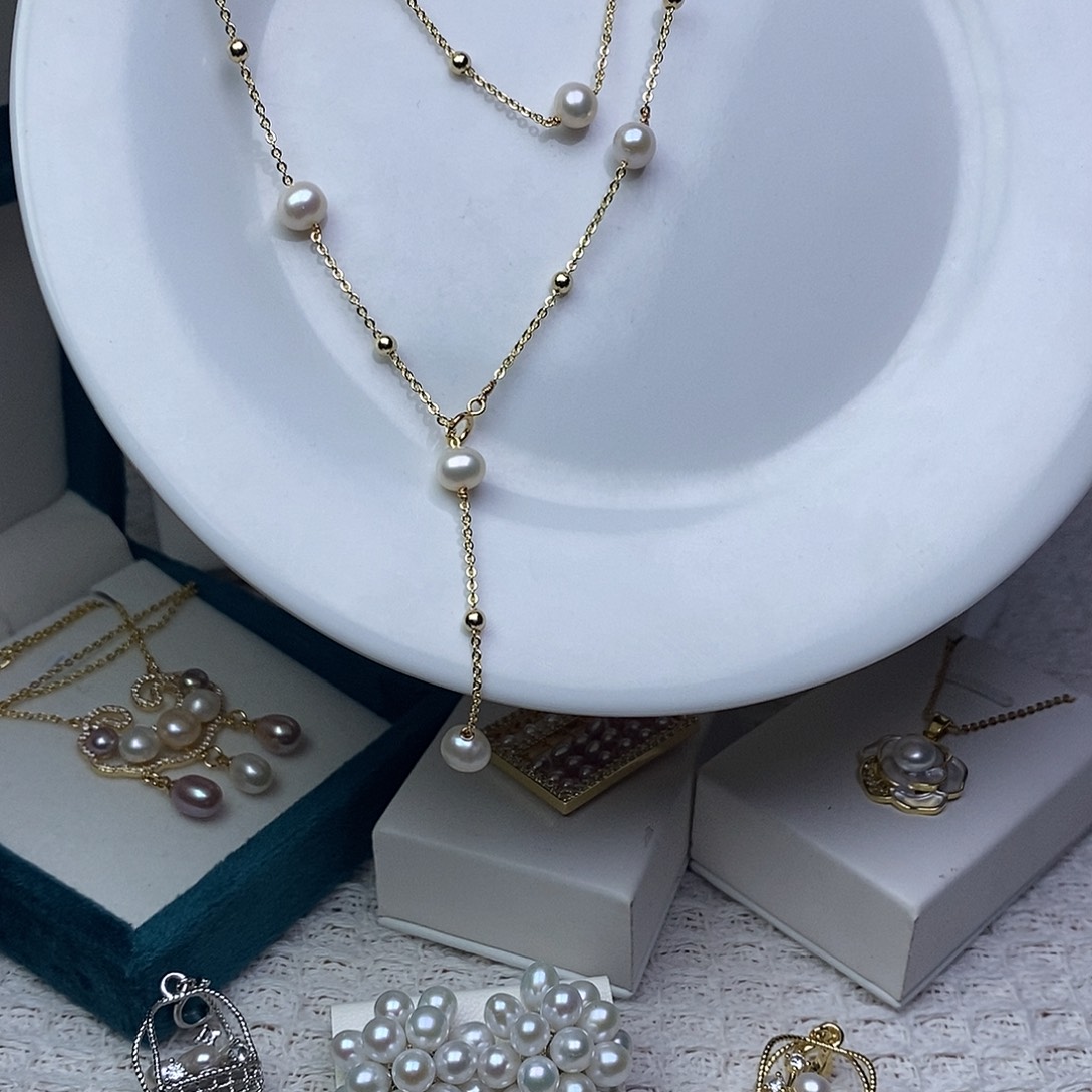 耳饰银S925镶嵌淡水珍珠