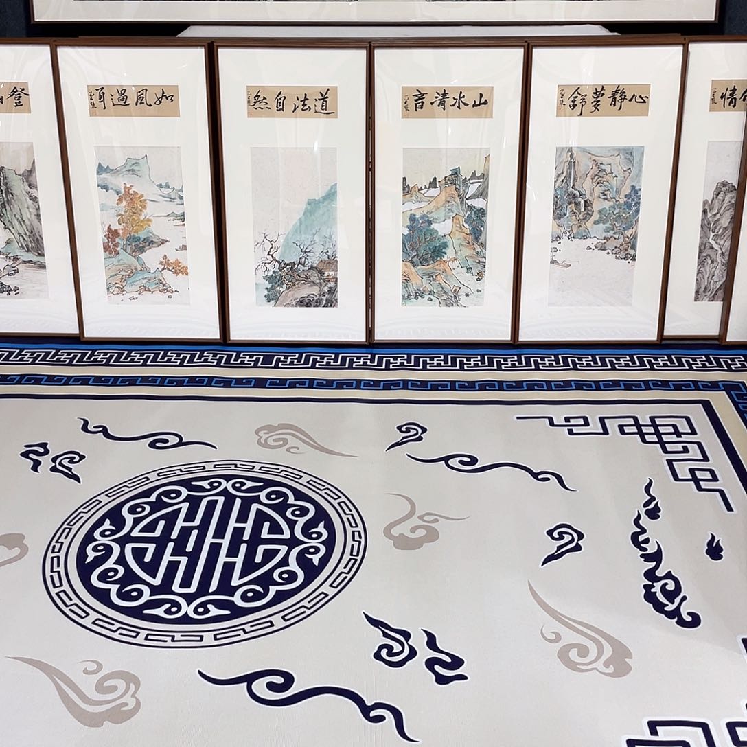 国画手绘画作品带框