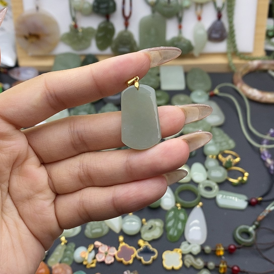 和田玉吊坠(不含链)银S925镶嵌