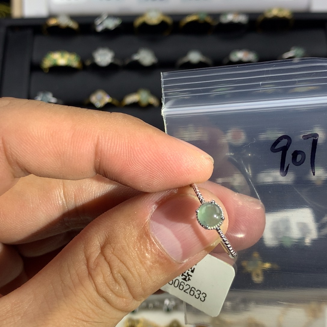 翡翠银S925镶嵌戒指907