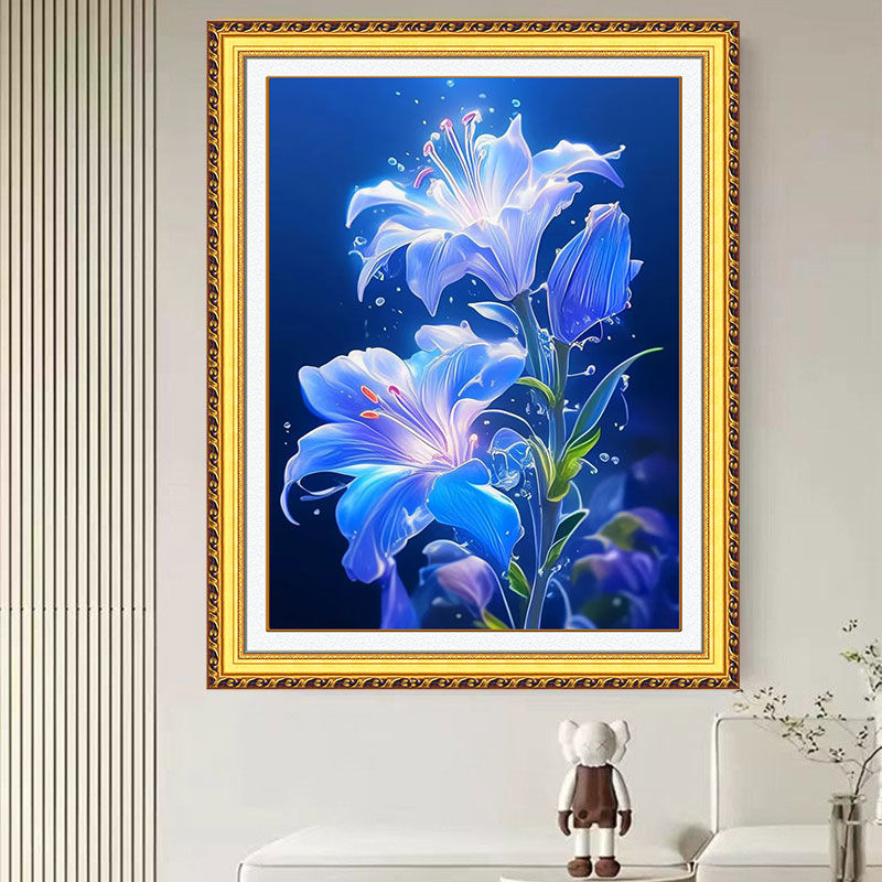 2024最新十字绣新款琉璃百合花大格四股线绣纯手工小件线绣自己绣