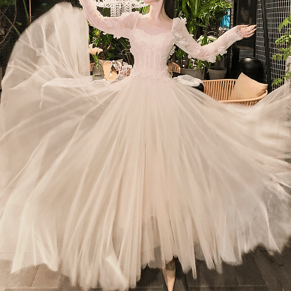 【夜半蔷薇】高定刺绣蕾丝立体花朵梦幻礼服连衣裙/法式上衣