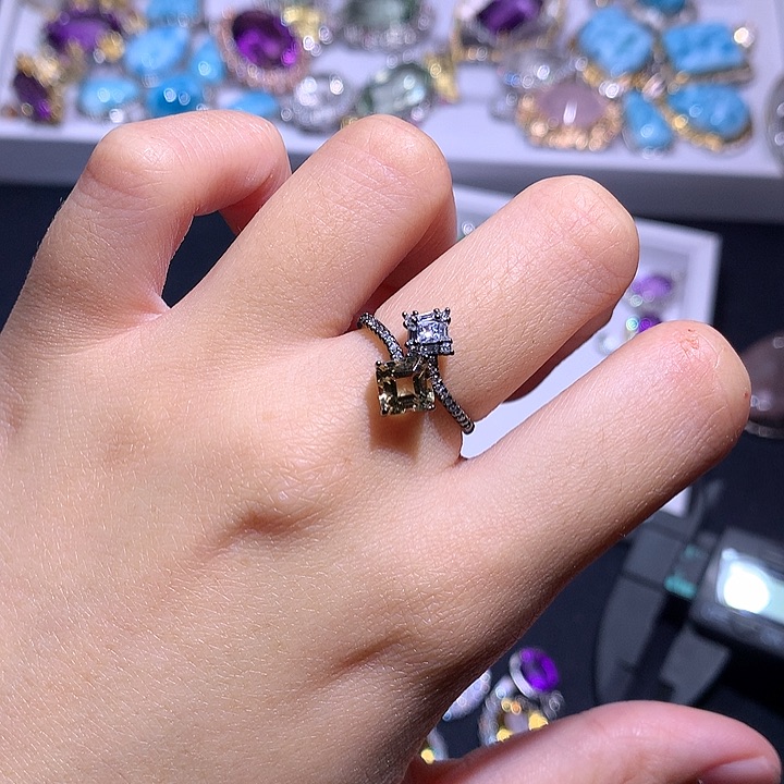 银S925镶嵌戒指水晶