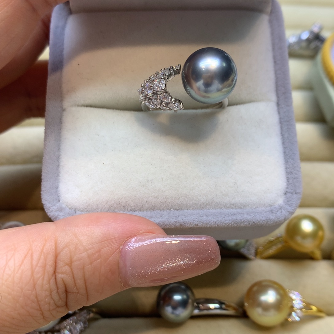 银S925镶嵌戒指海水珍珠