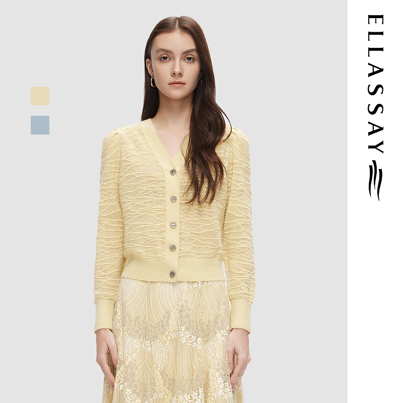 ELLASSAY歌力思欧若风提花名媛风气质针织衫女EWD353M01800