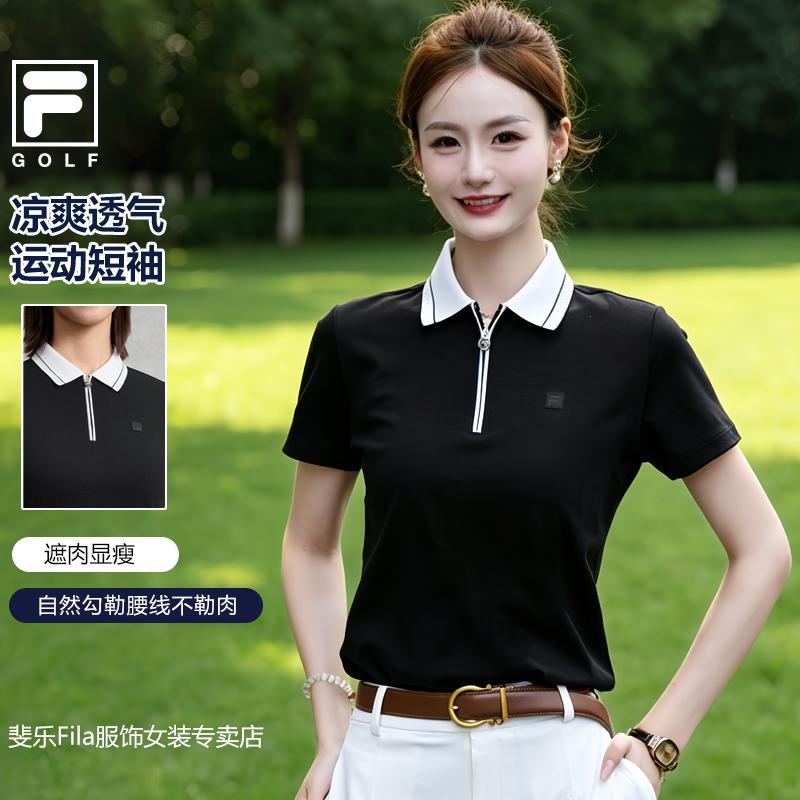 【高尔夫】FILA/斐乐新款短袖女夏季凉爽透气运动polo衫A11W635121F