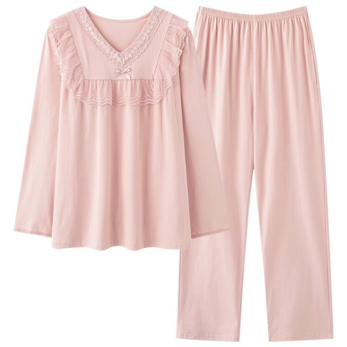 731秋冬女士睡衣纯棉小香风睡衣女士休闲套装女士粉色睡衣家居服