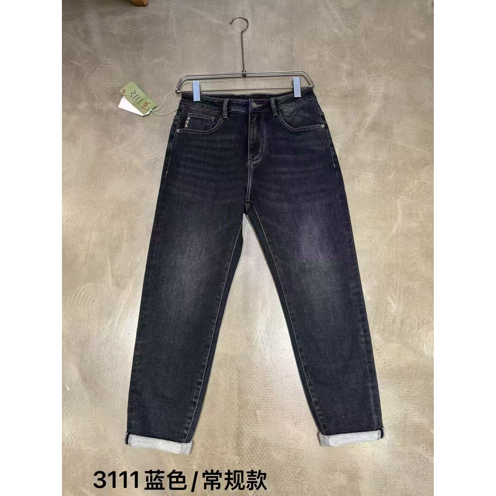 2025冬季新款加绒加厚水洗牛仔裤3111简单休闲百搭日常男