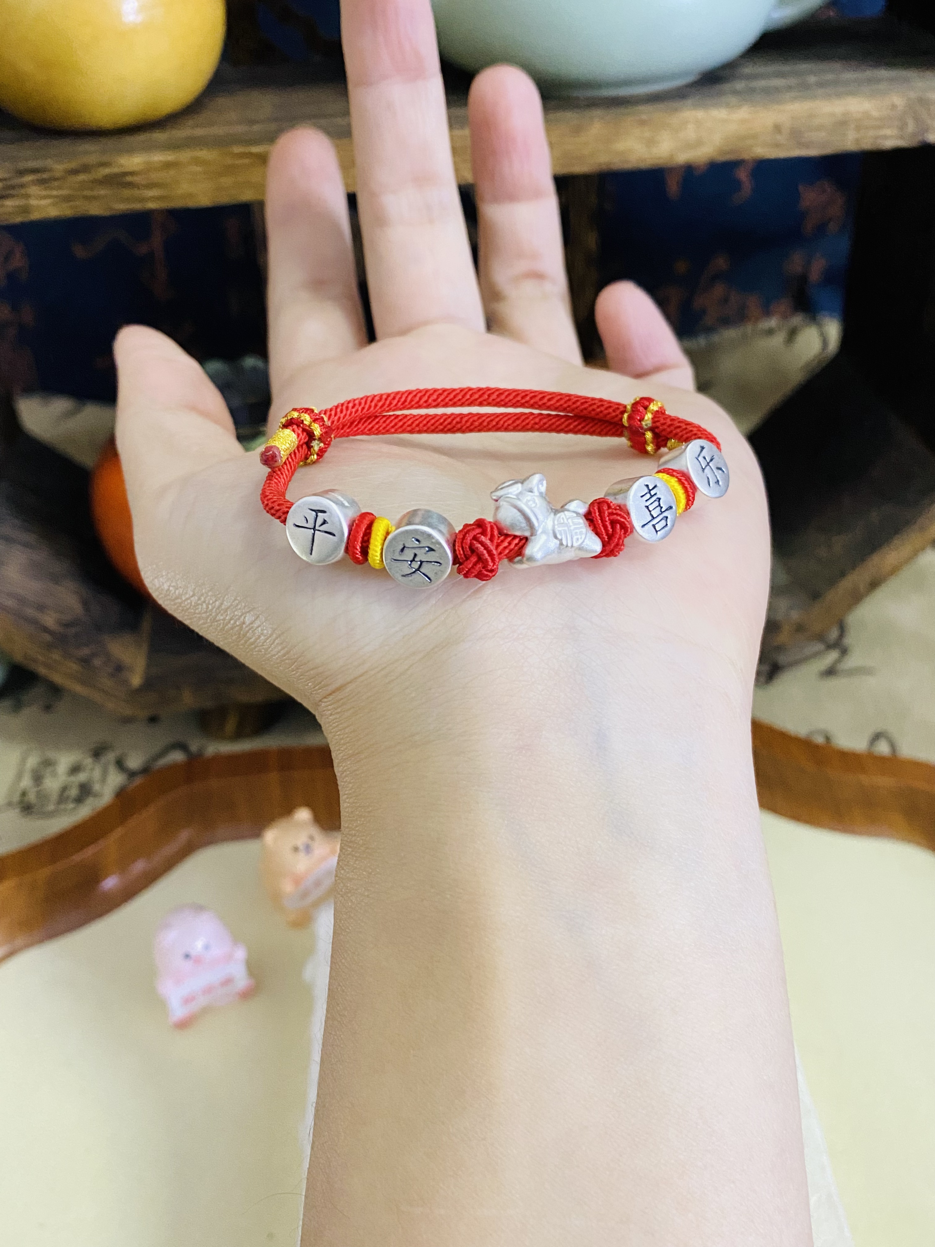 足银手链 【壹家】足银马年本命年红绳手链宝宝闺蜜手编