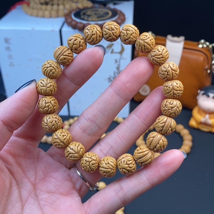 桃核手串肠纹12抛光