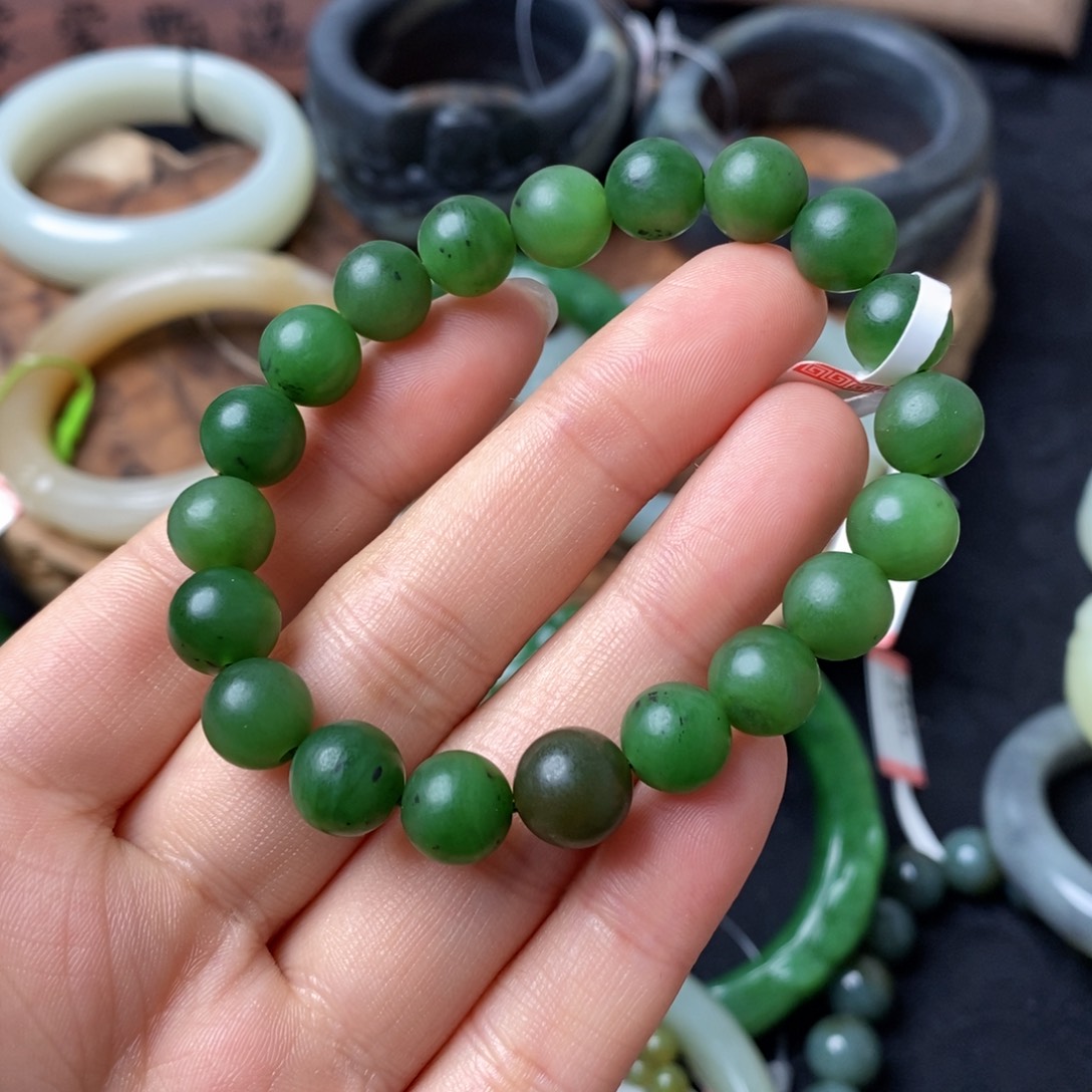 和田玉未镶嵌新疆碧玉手串卡9.6mm