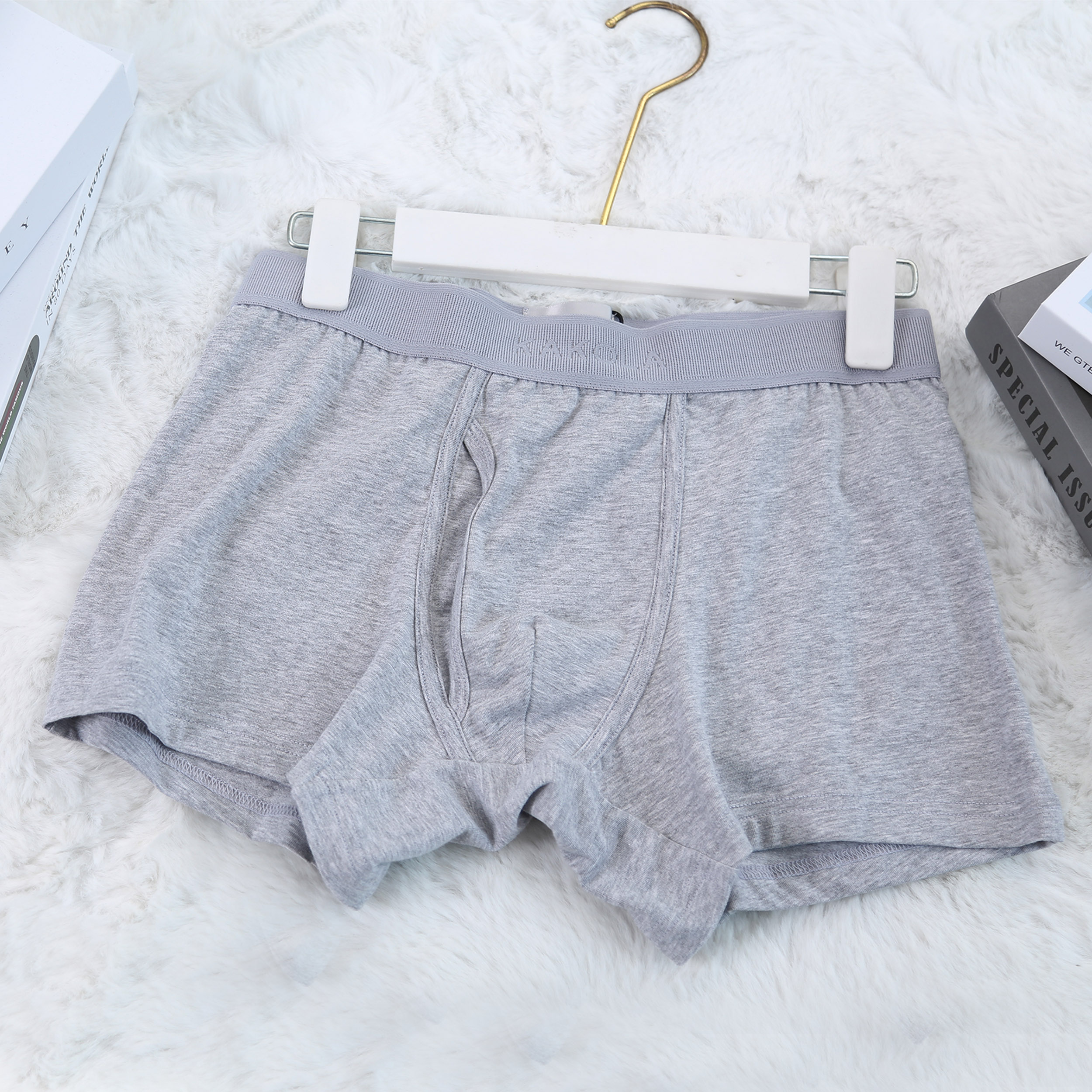 男款宽松舒适透气青少年潮流四角纯色中腰男士成人1D166