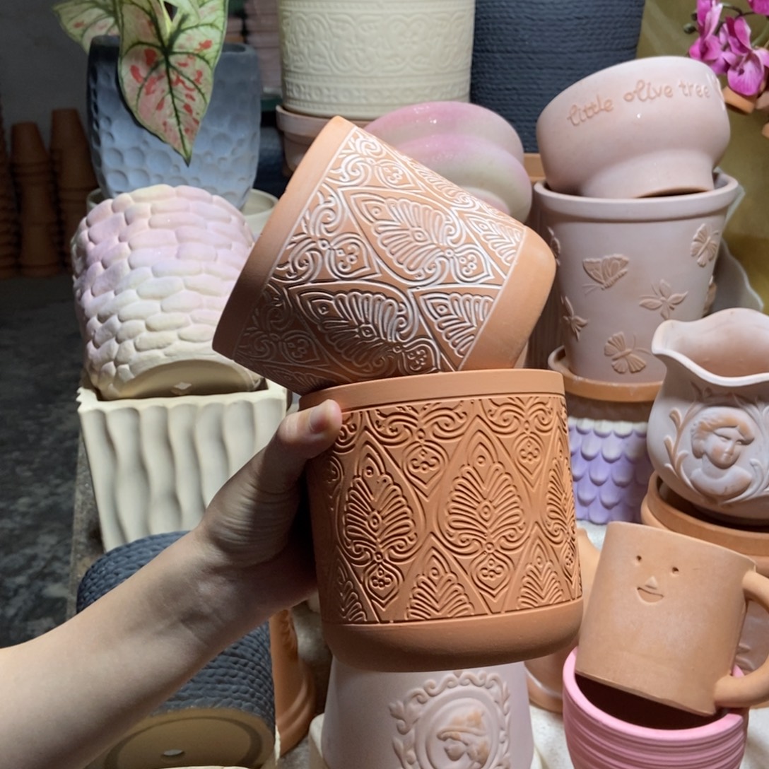 12×12几何直筒复古+红陶2个