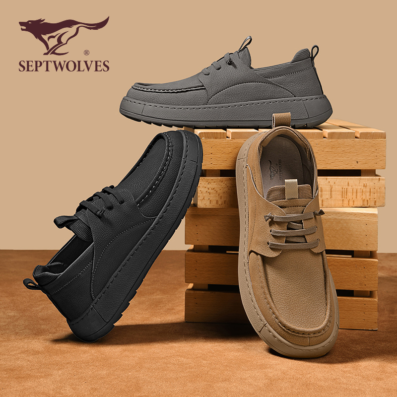 七匹狼男鞋一脚蹬工装鞋2025秋季新款复古软底勃肯鞋休闲鞋子0009