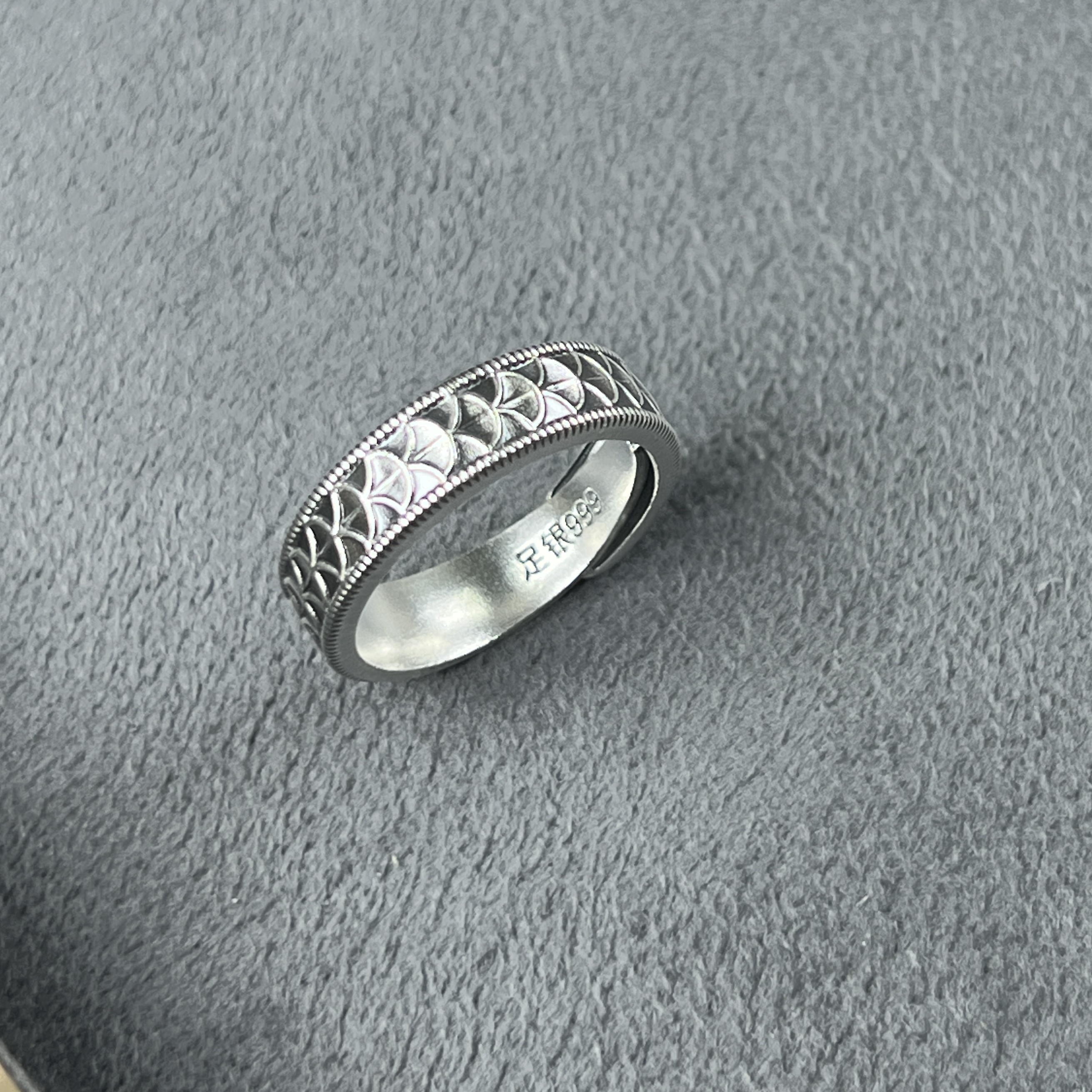 足银戒指 足银999 百福时尚龙鳞复古情侣对戒高级国风戒指