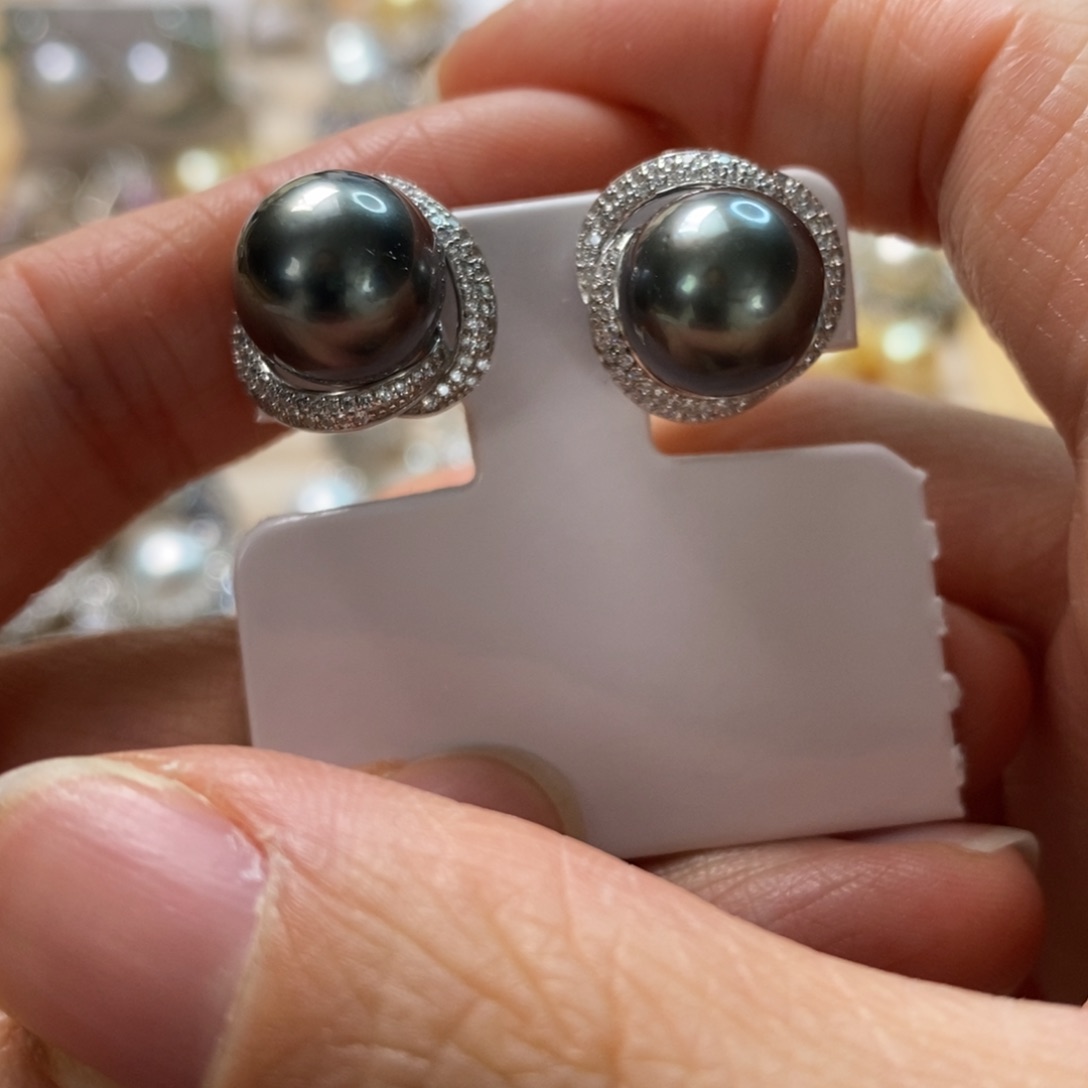 海水珍珠耳饰银S925镶嵌