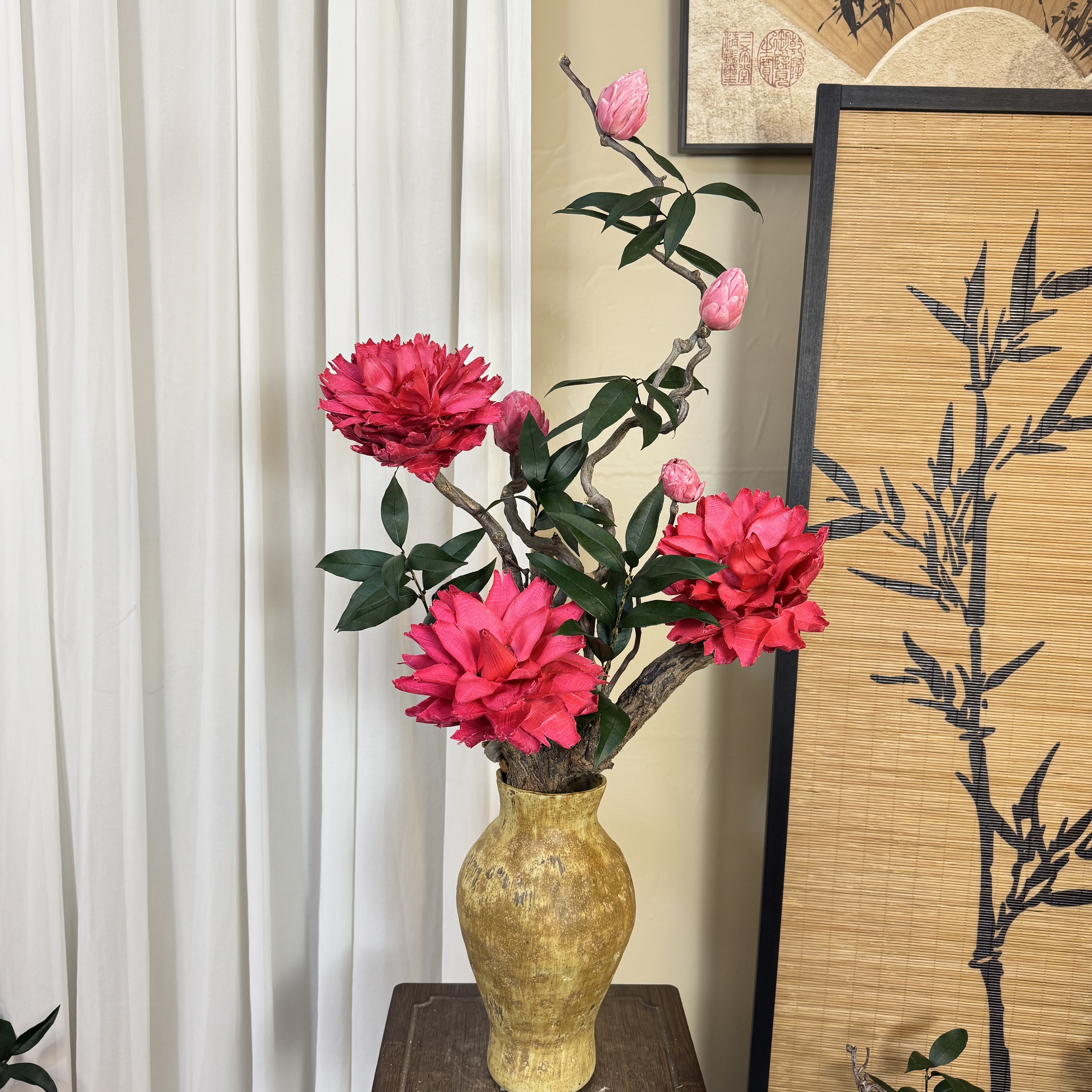 【粉白黛绿】龙枣枝永生花家居软装造景