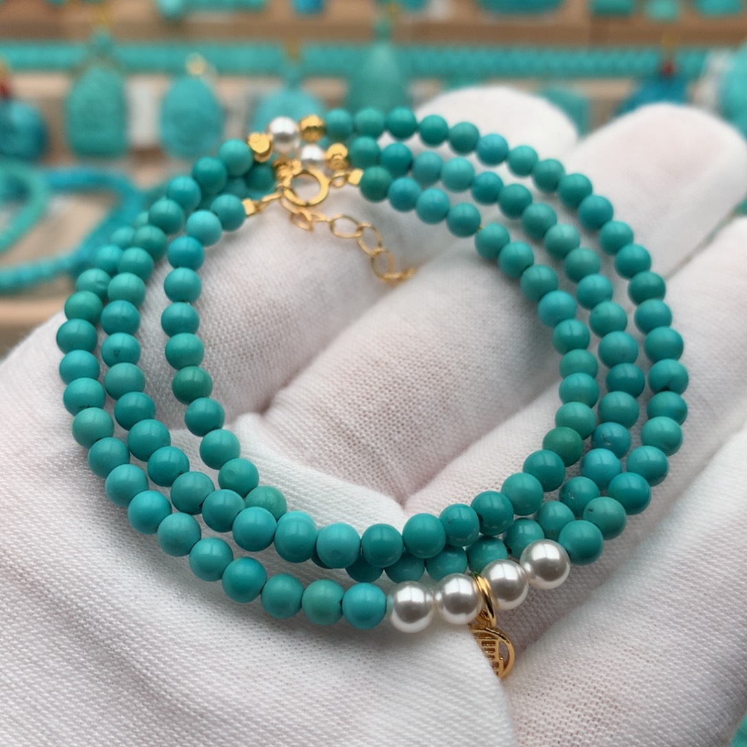 绿松石未镶嵌珠宝奇石3.8mm