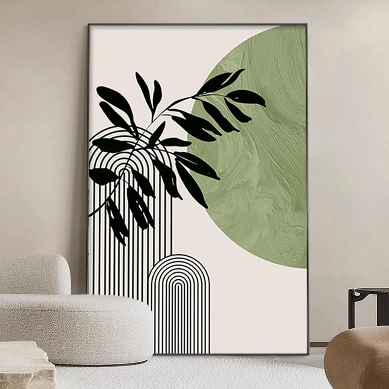 现代简约抽象客厅落地画侘寂风沙发背景墙挂画小清新玄关装饰壁画