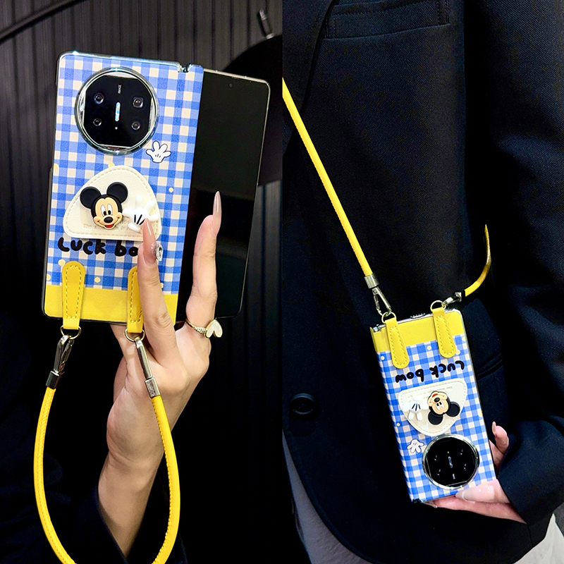 适用华为matex5手机壳折叠屏中轴新款x6典藏版x3皮纹卡通支架女款