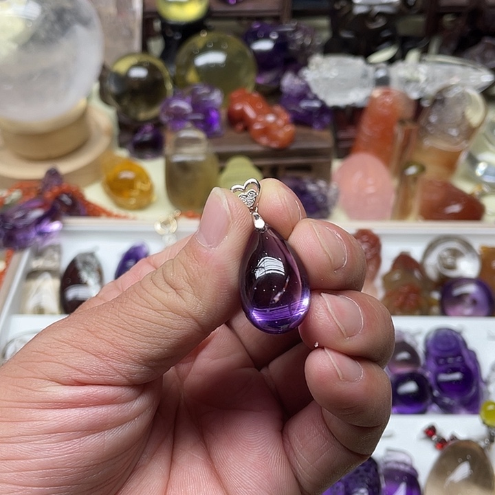 紫晶颈饰银S925镶嵌嫂*水滴