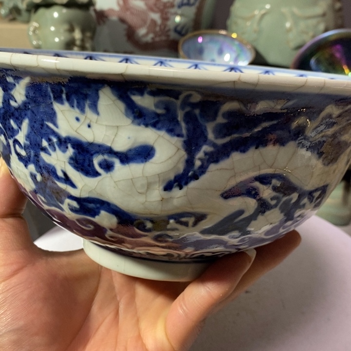 软陶青花龙纹大碗