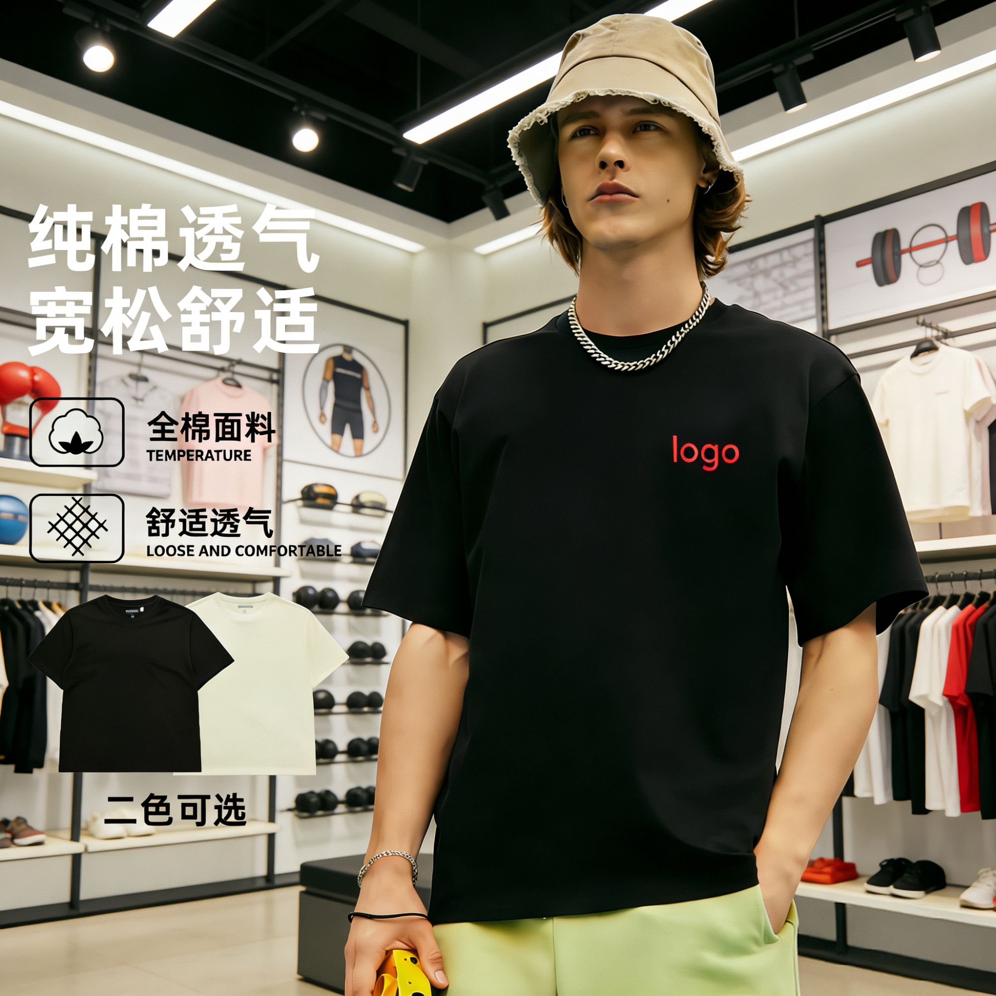 【刺绣标款】潮流圆领T恤上衣