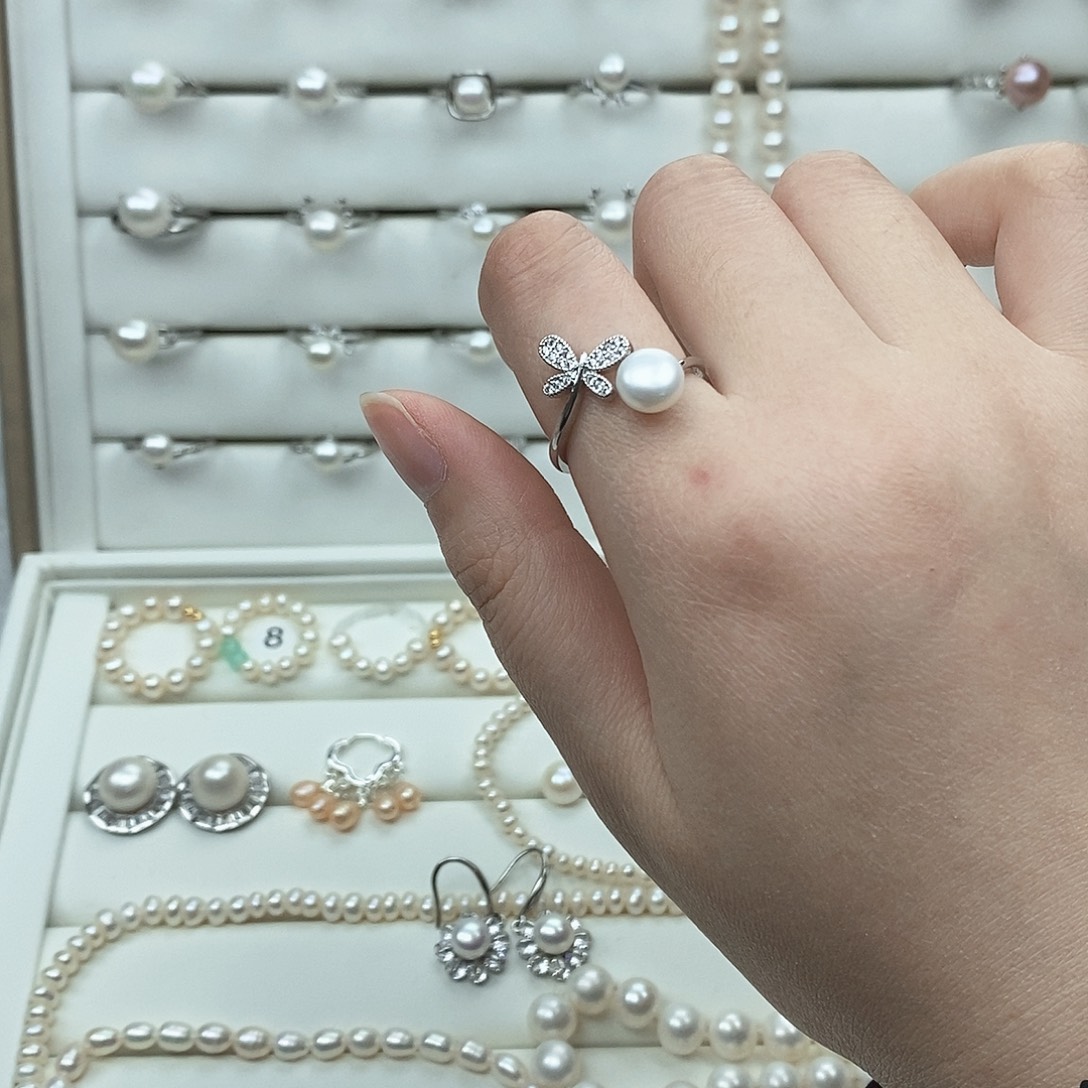 皓***^淡水珍珠戒指银S925镶嵌