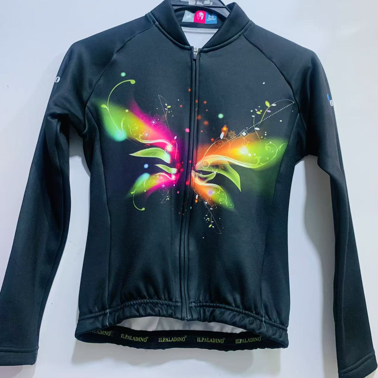 SQ 713【黑彩蝴蝶 抓绒长袖女士】ILPALADINO专业版骑行服高弹