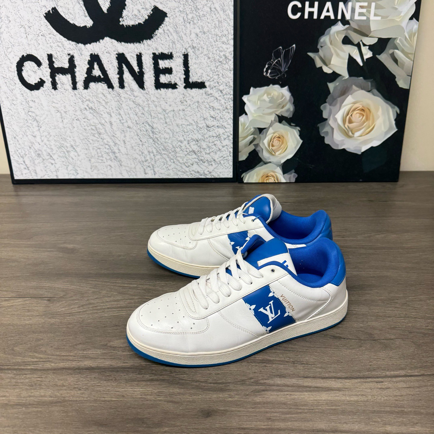 95新 LouisVuitton/路易威登 Rivoli 白蓝板鞋41码98新公价7800