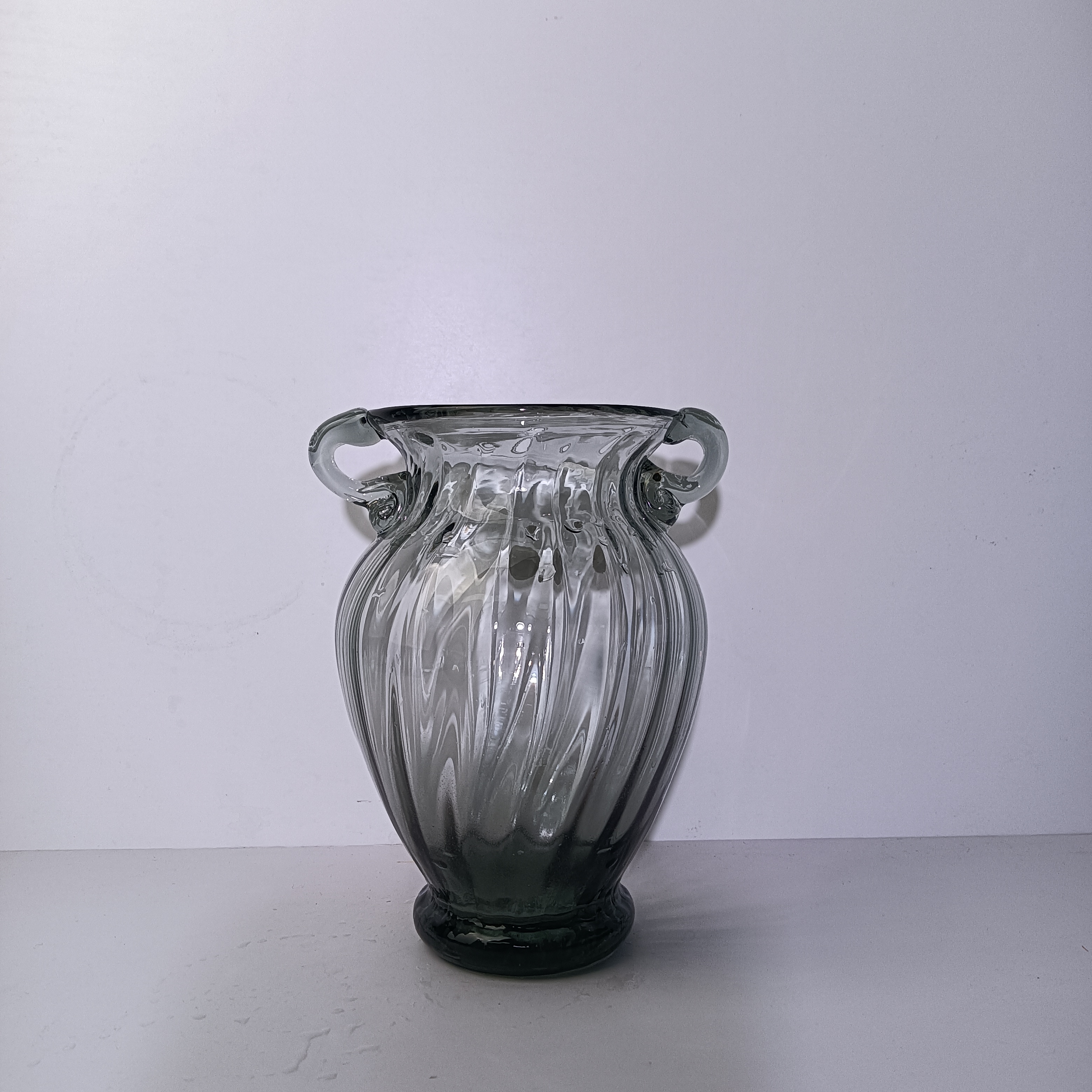 Q213 简约灰色琉璃欧式双耳彩色花瓶桌面水培鲜花装饰品