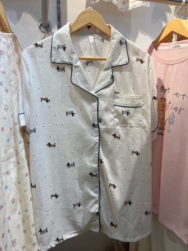 夏季云朵棉短袖短裤卡通腊肠狗睡衣女学生宽松可爱家居服