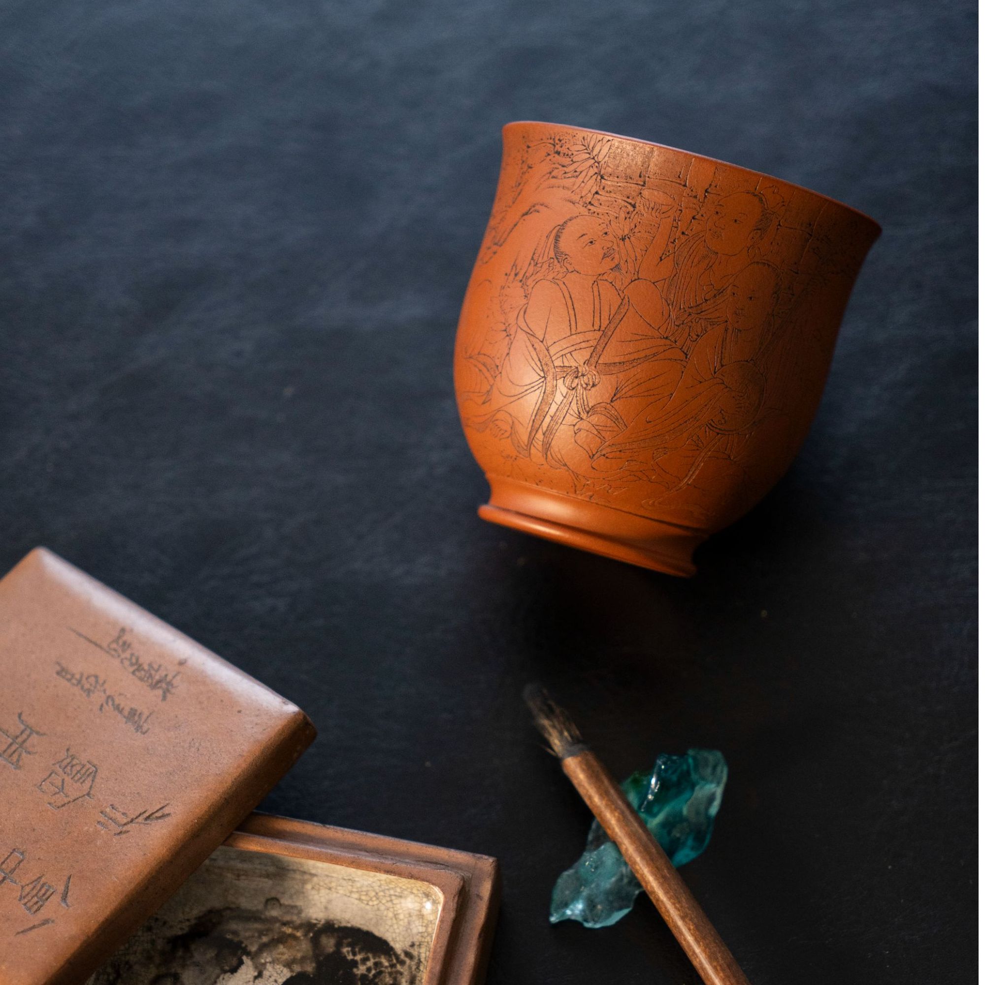 青牧山房 | 《竹林七贤》 黄静手制 青堂刊 朱泥 200cc 精品主人杯 