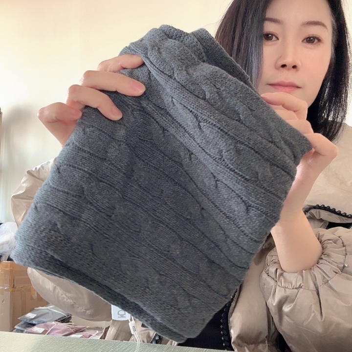 美丽诺羊毛棉氨纯色围巾红色黑灰色