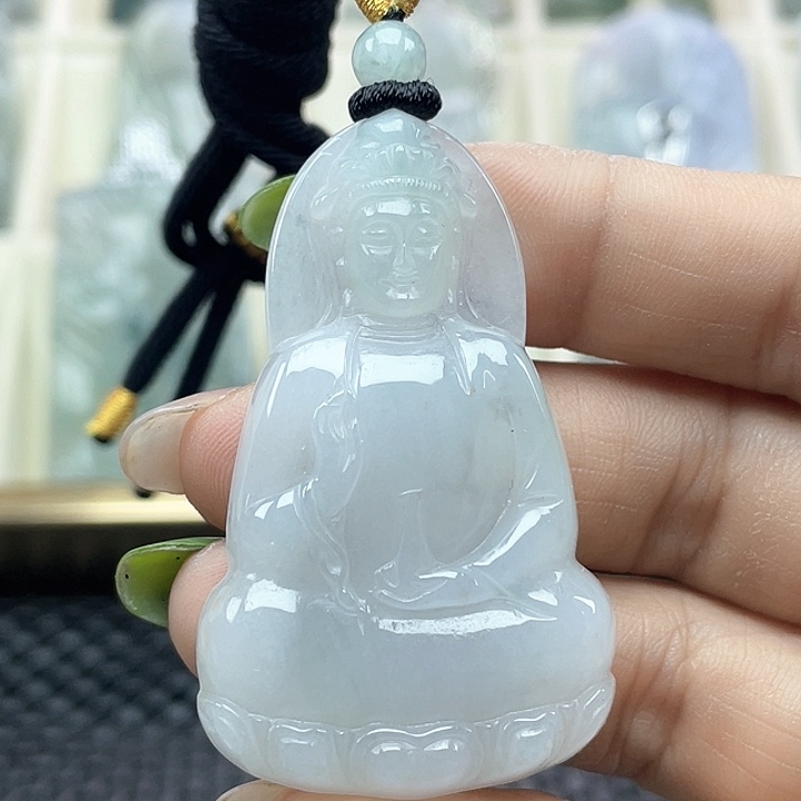 颈饰未镶嵌翡翠缅甸翡翠A货素衣观音