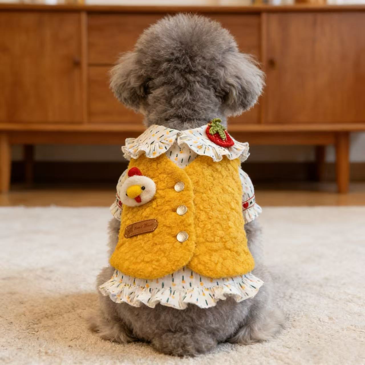 宠物衣服小型犬狗狗猫韩版秋冬衣服花衬衣加绒马甲