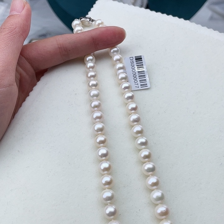 淡水珍珠颈饰银S925镶嵌卡9极光炫彩高品