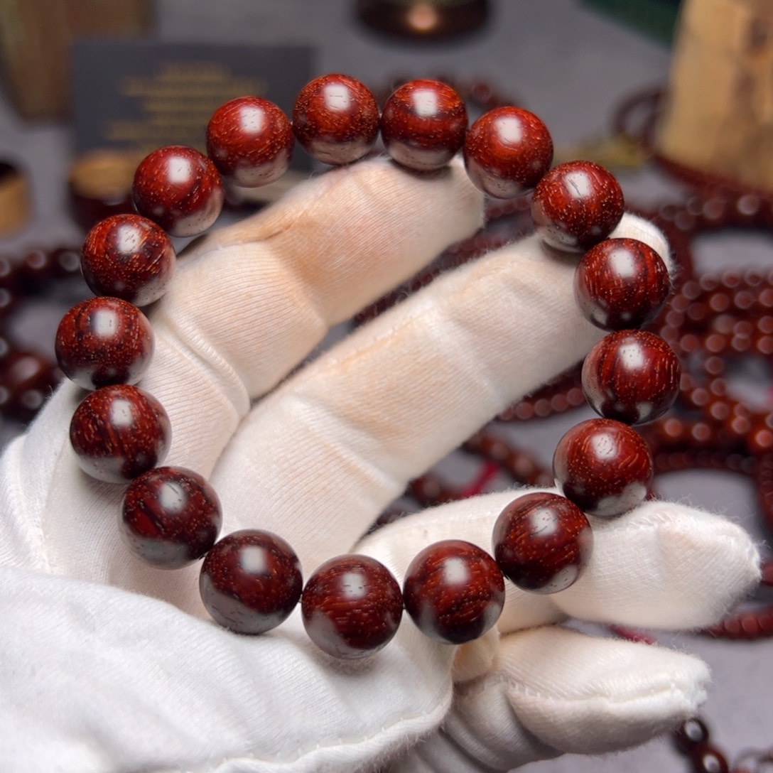 小叶紫檀手串/手链1.2 拆房老料 芝麻点飘黑 老料