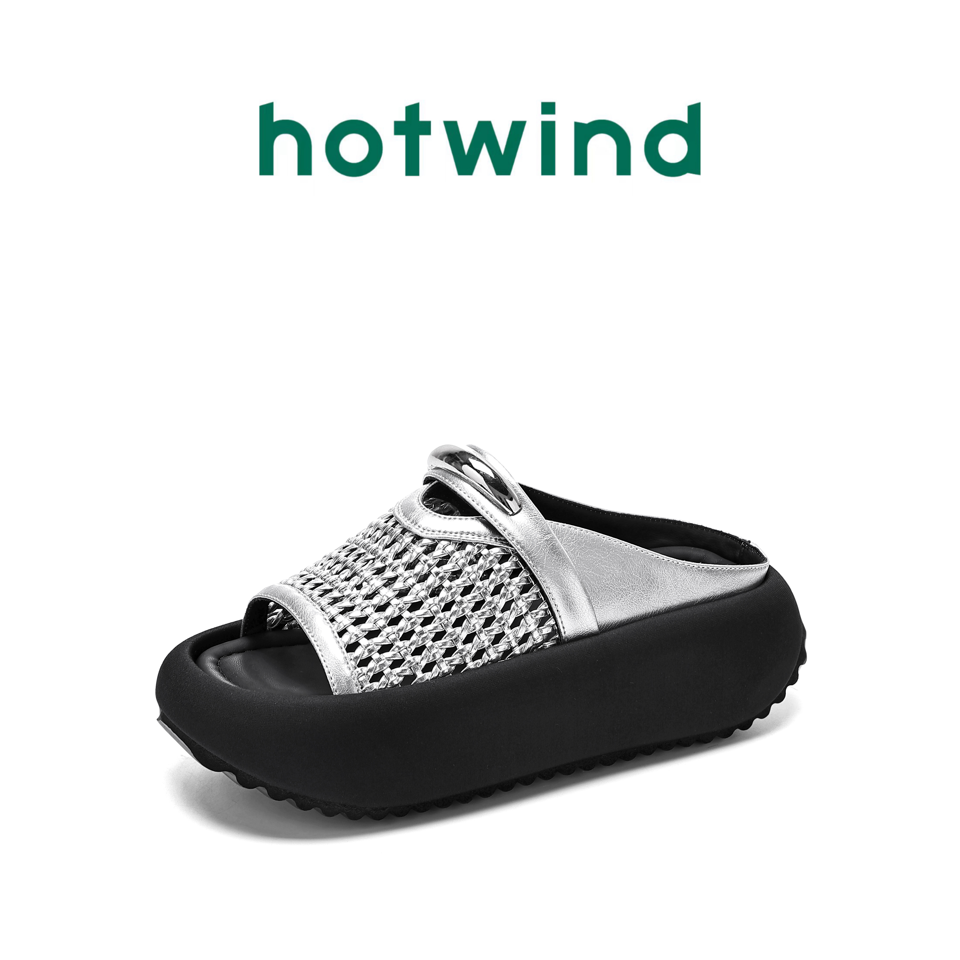 Hotwind/热风厚底增高凉拖鞋2025夏季新款时尚仙女风百搭一字拖鞋