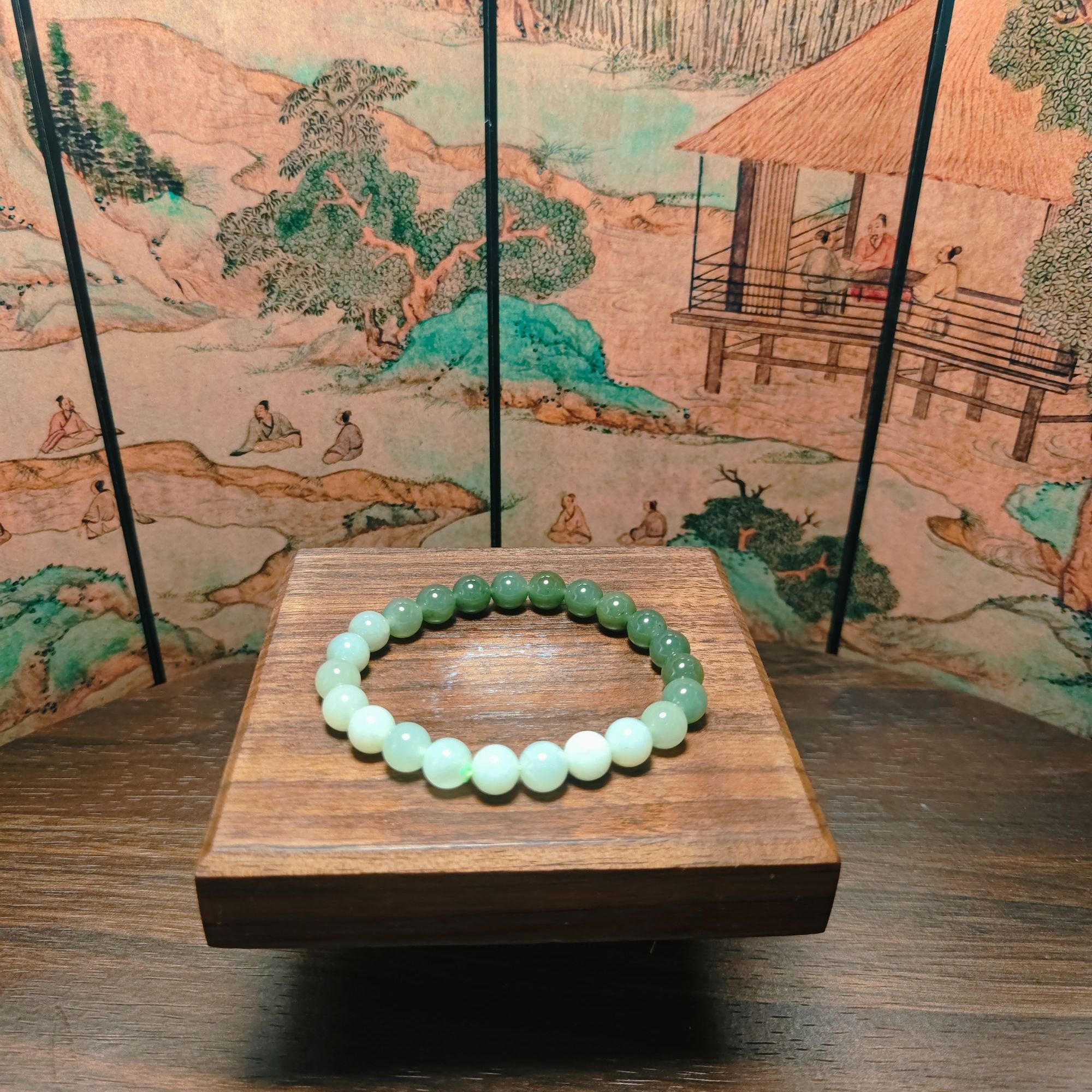 E和田玉渐变圆珠手串0388