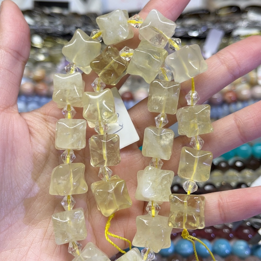 玛瑙/玉髓散珠天然黄水晶卡11.5长条38厘米