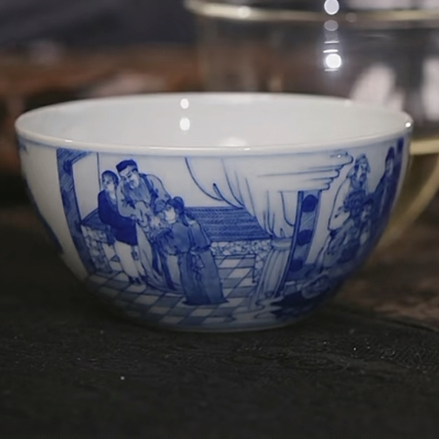 【黄老邪真选】觉山隐窑｜青花重工三国人物聚景杯茶杯茶具陶瓷