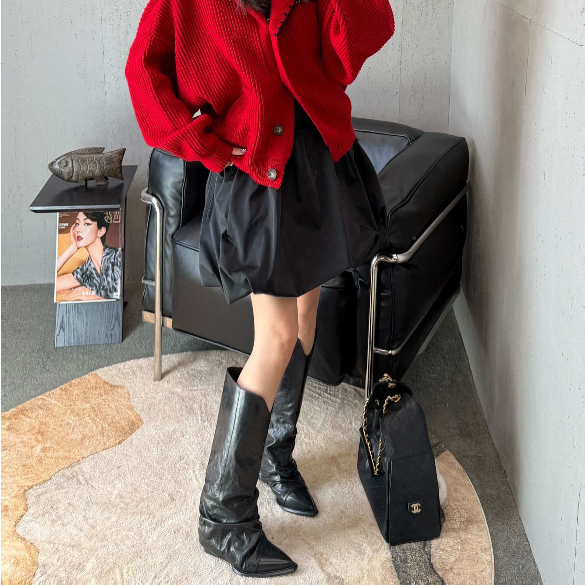 Harosey秋冬新品时尚宽松花苞裙