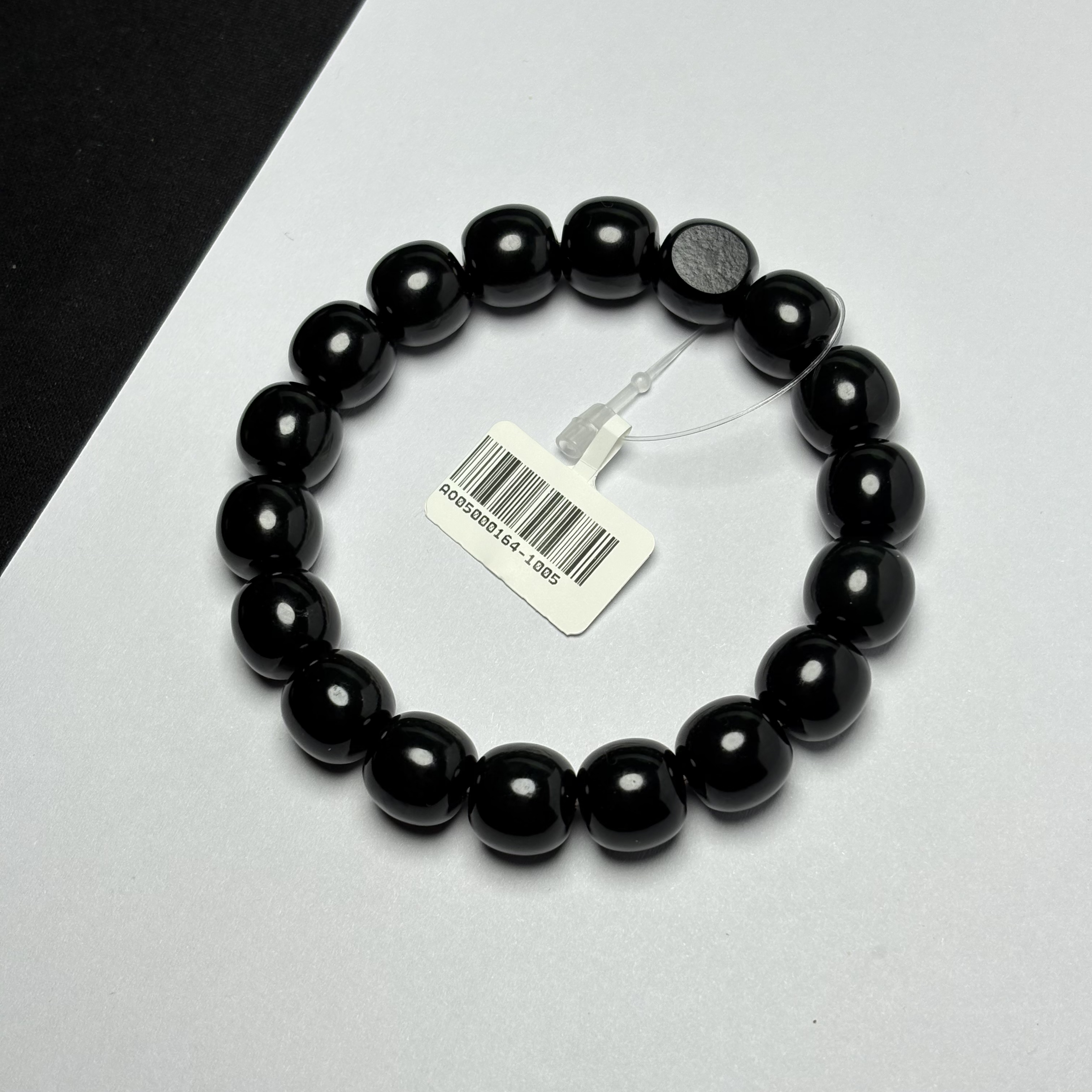【吉玉0164-1005】新疆和田玉黑青山改子手串11.5x12mm