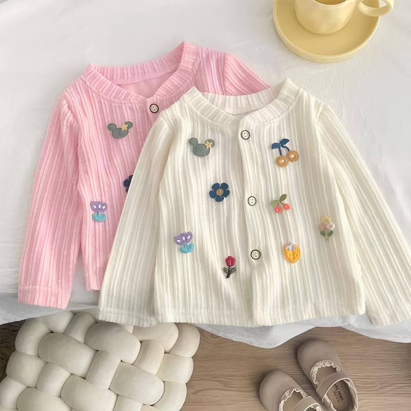 初秋针织衫柔软开衫儿童卡通彩扣长袖外套韩版宝宝女童秋装