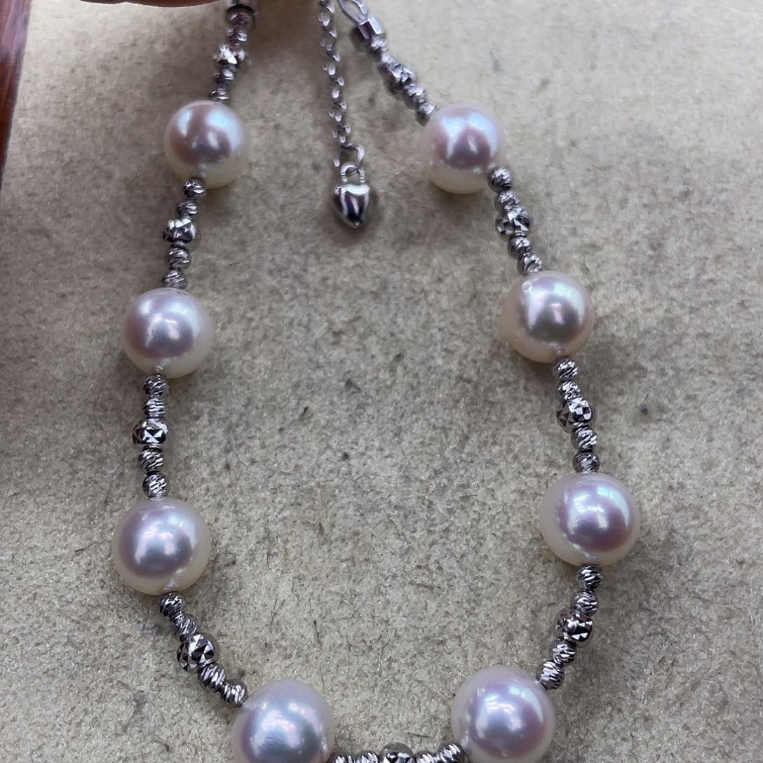 手绳银S925镶嵌海水珍珠