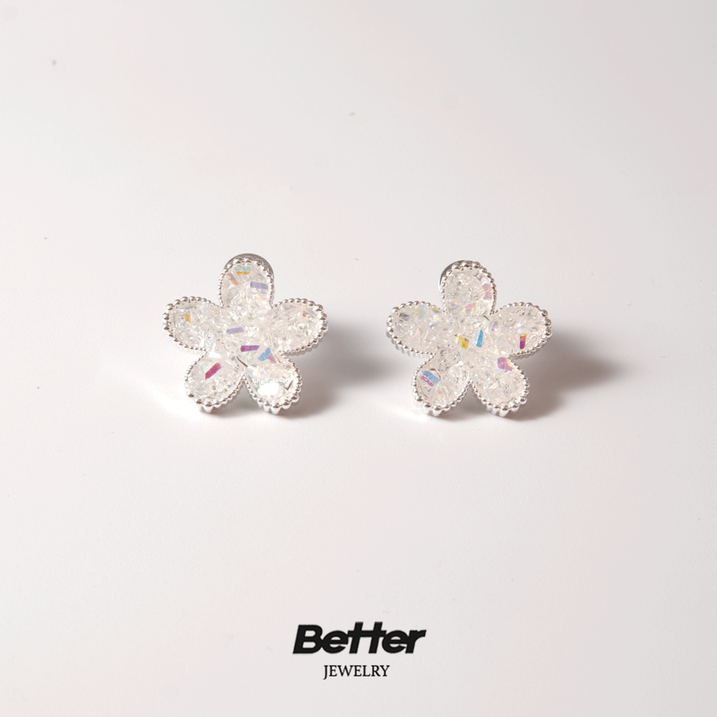 铜合金耳饰 H319 日系炫彩冰花耳钉