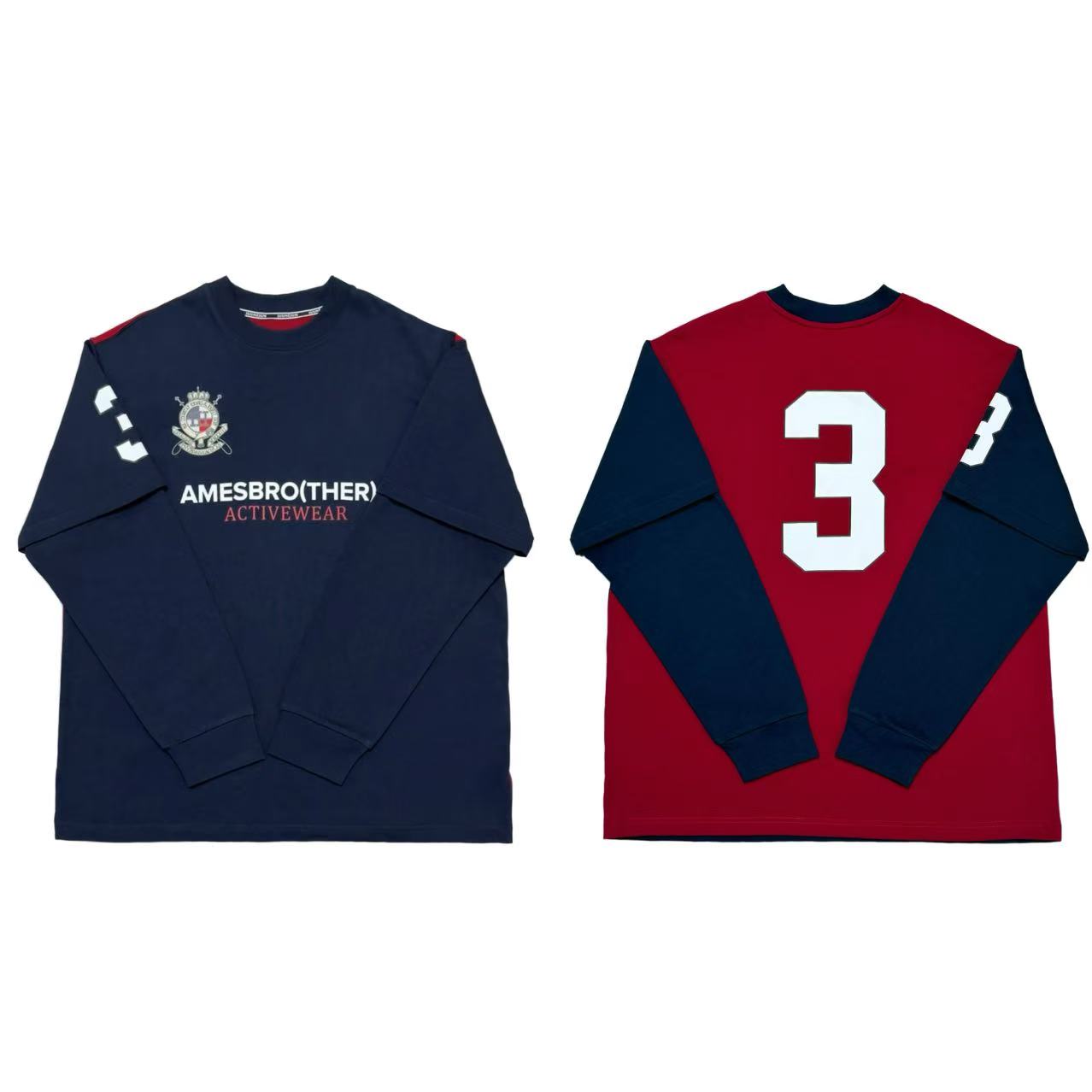 [H]蓝红拼接徽标设计款休闲潮流儿童卫衣体恤(春日满满)       