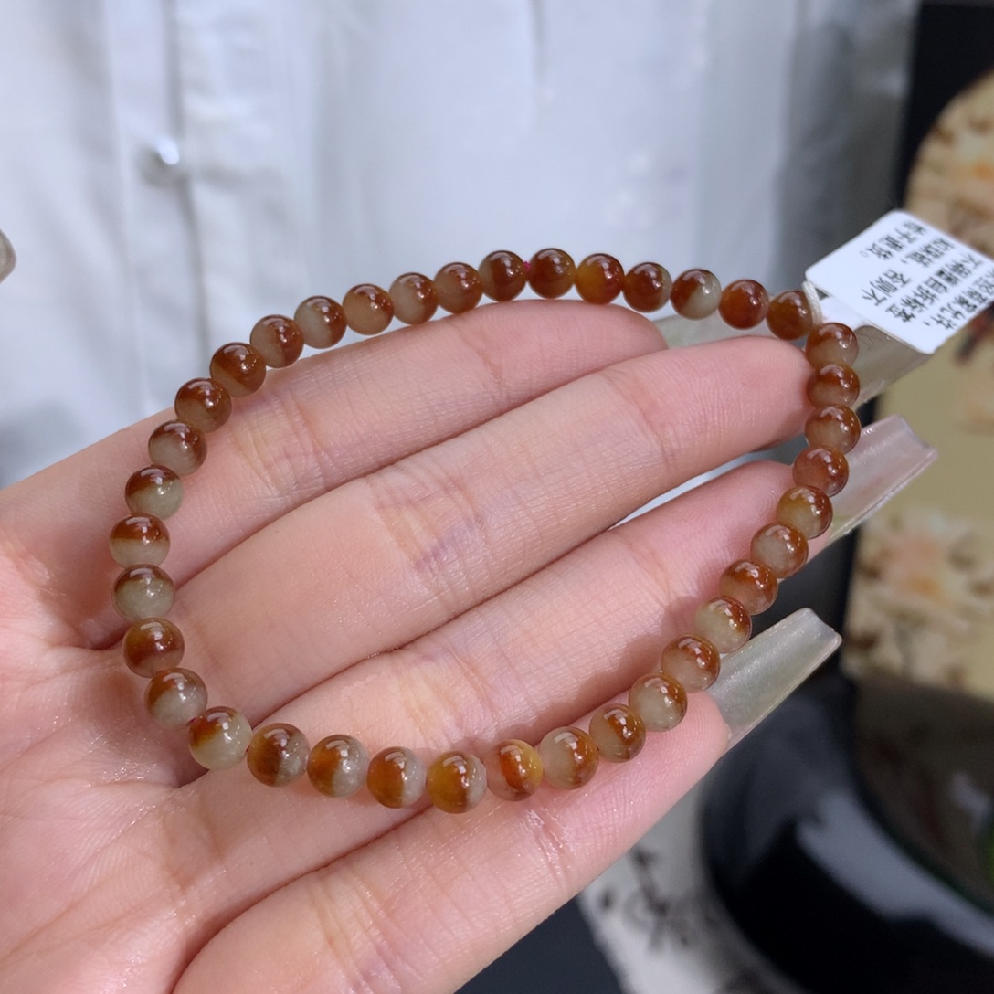 翡翠手链未镶嵌卡5.0冰润鸳鸯红翡